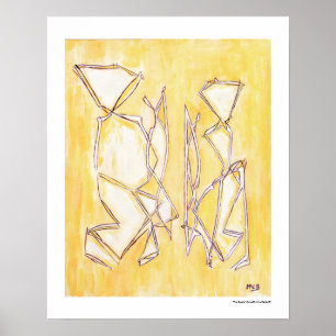 Poster Couple Abstrait Jaune Décor 16x20 Imprimer