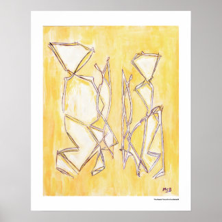 Poster Couple Abstrait Jaune Décor 16x20 Imprimer