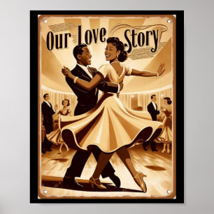 Poster Couple africain-américain vintage dansant la Saint