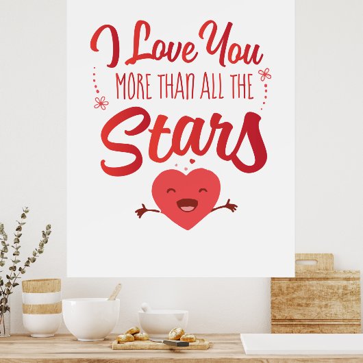 Poster Couple Art Je T'Aime Plus Que Toutes Les Étoiles (Cuisine)