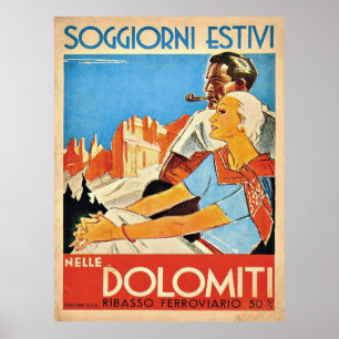 Poster Couple aux Dolomites Alpes, Italie