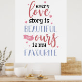 Poster Couple Cadeau Notre histoire d'amour est mon préfé (Cuisine)