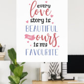 Poster Couple Cadeau Notre histoire d'amour est mon préfé (Bureau à domicile)