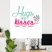 Poster Couple Cadeaux Et Baisers Fleur (Bureau à domicile)