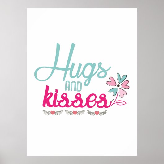 Poster Couple Cadeaux Et Baisers Fleur (Devant)