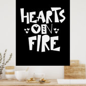 Poster Couple Coeurs D'Art En Feu (Cuisine)