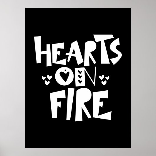 Poster Couple Coeurs D'Art En Feu (Devant)