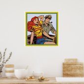 Poster Couple comique vintage (Cuisine)