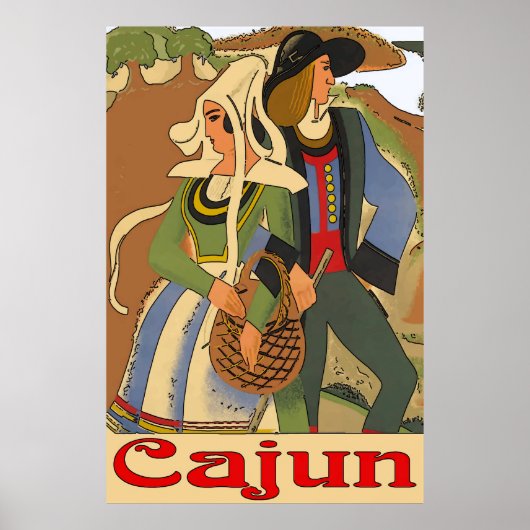 Poster Couple de Cajun avec des chênes (Devant)