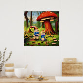 Poster Couple de champignons de lutins de la forêt fantai (Cuisine)