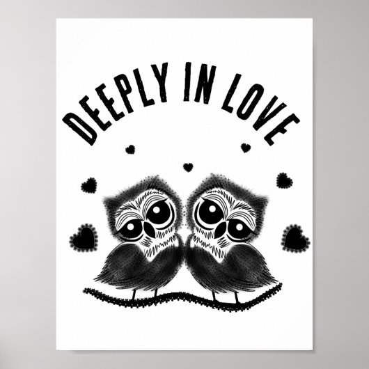 Poster Couple de chouettes mignonnes (Devant)