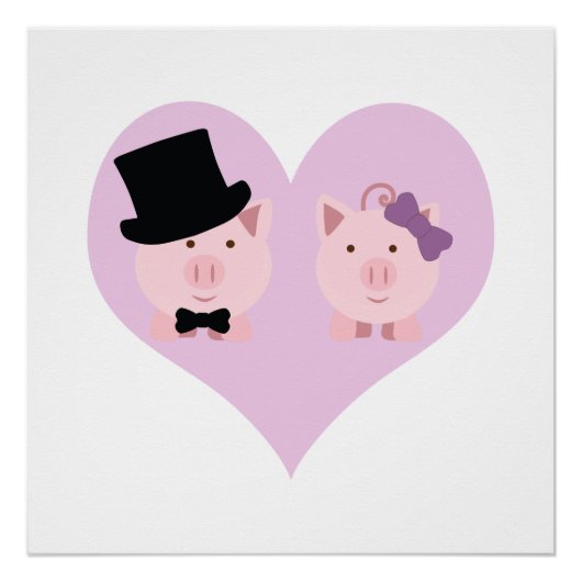 Poster Couple de cochon mignon (Devant)
