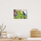 Poster Couple de colibri vert sur la feuille (Cuisine)