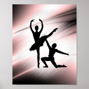 Poster Couple de danse de ballet accent rose
