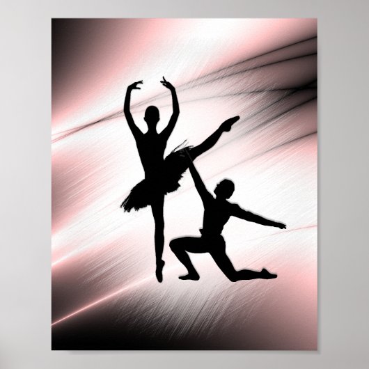 Poster Couple de danse de ballet accent rose (Devant)