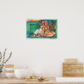 Poster Couple de dessin avec vélo de tennis (Cuisine)