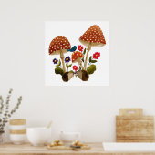 Poster Couple de hérissons mignons et champignons (Cuisine)