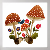 Couple de hérissons mignons et champignons