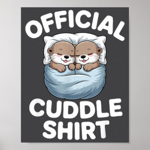 Poster Couple de loutres mignonnes câlin douillet