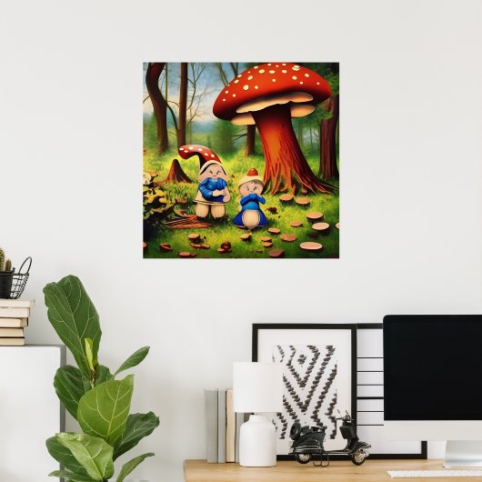 Poster Couple de lutins fantaisistes de la forêt avec cha (Bureau à domicile)