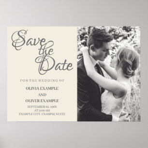 Poster Couple de mariés s'embrassant en monochrome