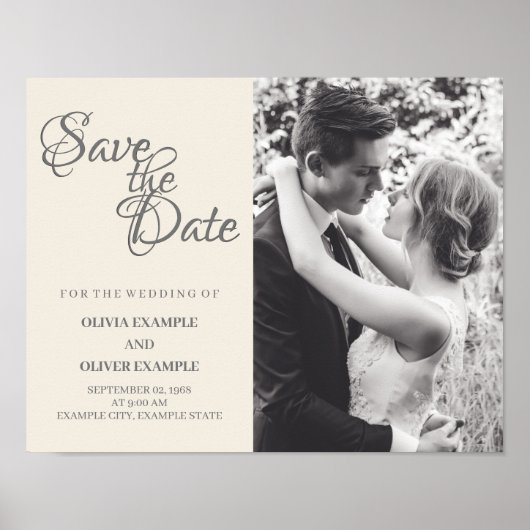Poster Couple de mariés s'embrassant en monochrome (Devant)
