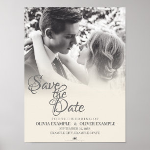 Poster Couple de mariés s'embrassant en monochrome