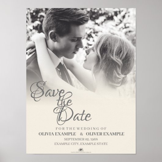 Poster Couple de mariés s'embrassant en monochrome (Devant)
