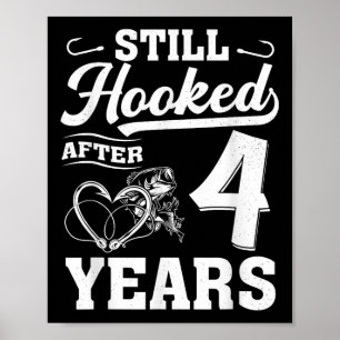 Poster Couple de pêche 4 ans Anniversaire 4ème Mariage Ce