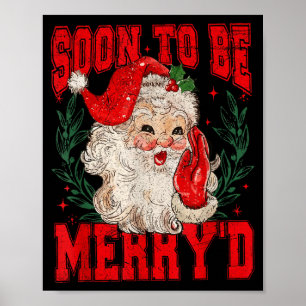 Poster Couple de Père Noël Vintage Noël Bientôt Mariés