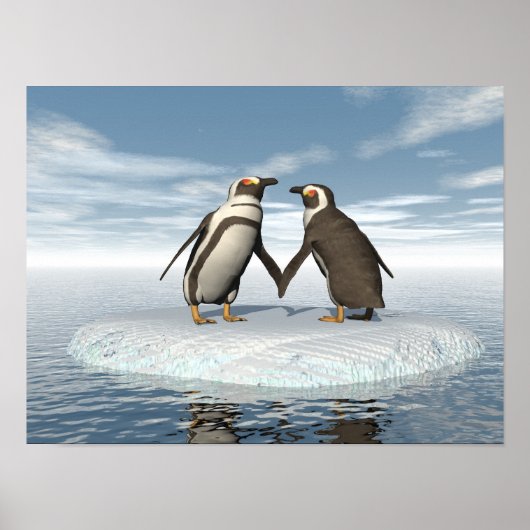 Poster couple de pingouins (Devant)
