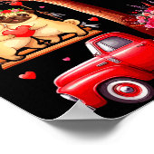 Poster Couple de Pug Valentines coeurs arbre camionnette  (Coin)