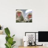 Poster Couple de singe des neiges, Macaque japonais (Bureau à domicile)