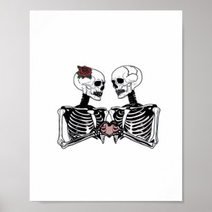 Poster Couple de squelette romantique - Gothique Avec Mai