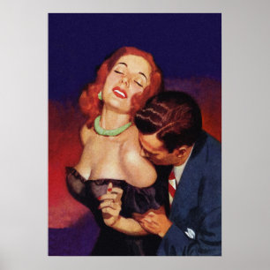 Poster Couple en amour Retro Vintage Pulp Cover Art