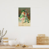 Poster Couple en costume Faire la promenade du gâteau (Cuisine)