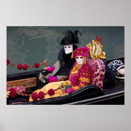 Poster Couple En Gondola Au Carnaval, Venise (Devant)
