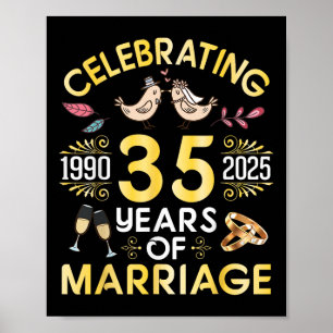 Poster Couple Fête 35 Ans De Mariage À Partir De 1990