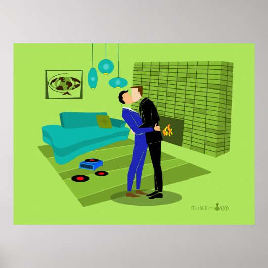 Poster Couple gay rétro dans l'amour (Devant)