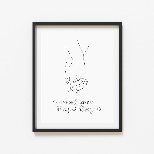 Poster Couple Holding Hands Line Art