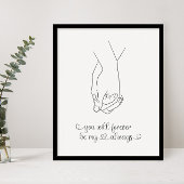 Poster Couple Holding Hands Line Art