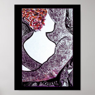 Poster Couple interracial noir et blanc étreinte