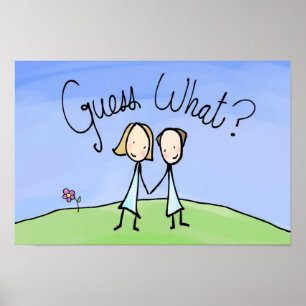 Poster Couple Lesbienne mignonne Devinez quoi