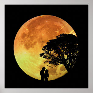 Poster Couple Love Romance Lovers Moonlight Romantic