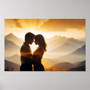 Poster Couple Love Romantique Sunset Mariage Silhouette