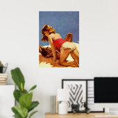 Poster Couple Making Love - Retro Pulp Cover Art (Bureau à domicile)