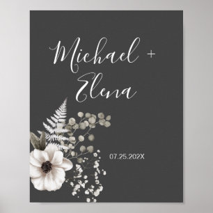 Poster Couple Mariage gris foncé et blanc
