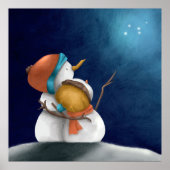 Poster Couple moelleux motoneige blanc hiver (Devant)