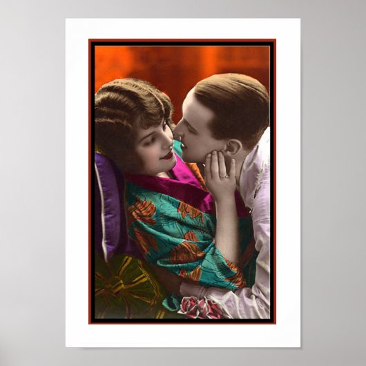 Poster couple passionné dans une étreinte (Devant)