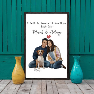 Poster Couple Personnalisé Avec Portrait Pour Animaux, Co